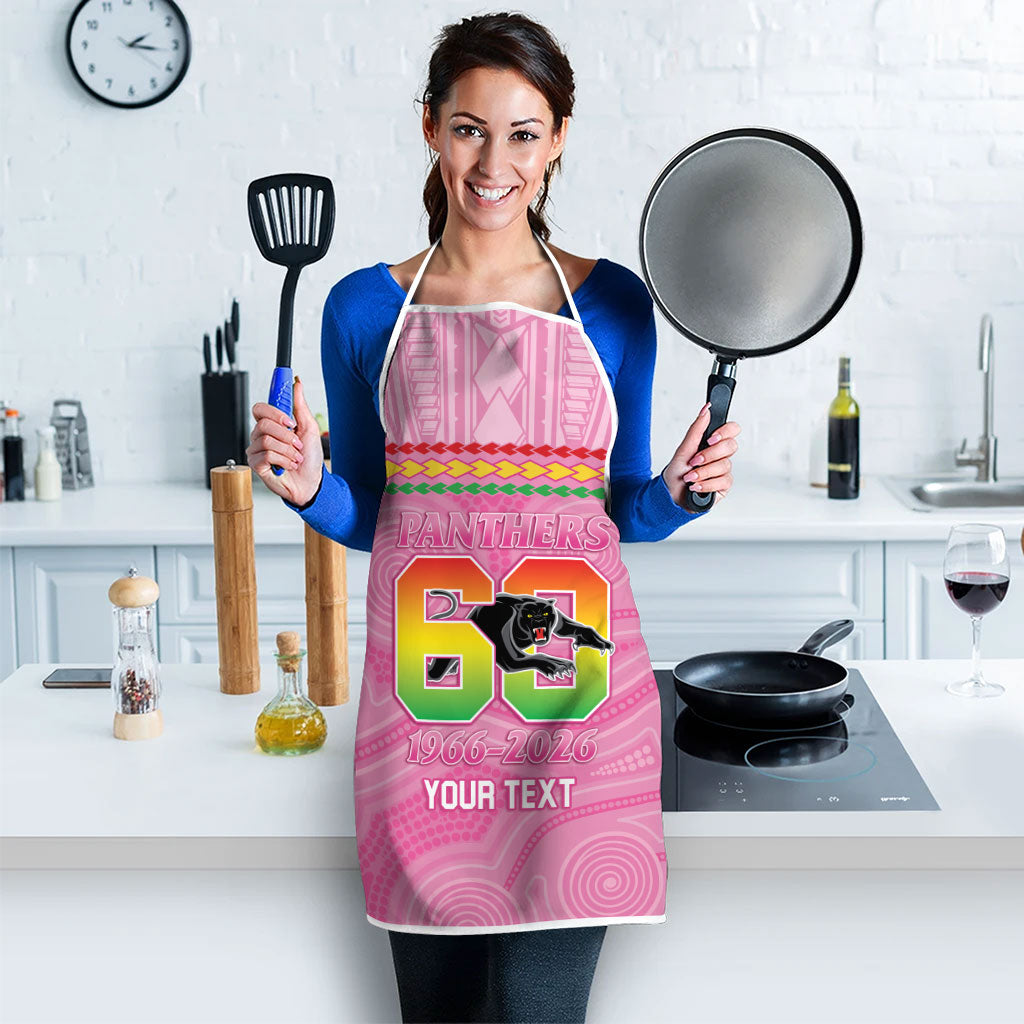 Penrith Panthers Rugby Custom Apron 60 Years Anniversary Pink Polynesian Aboriginal Art