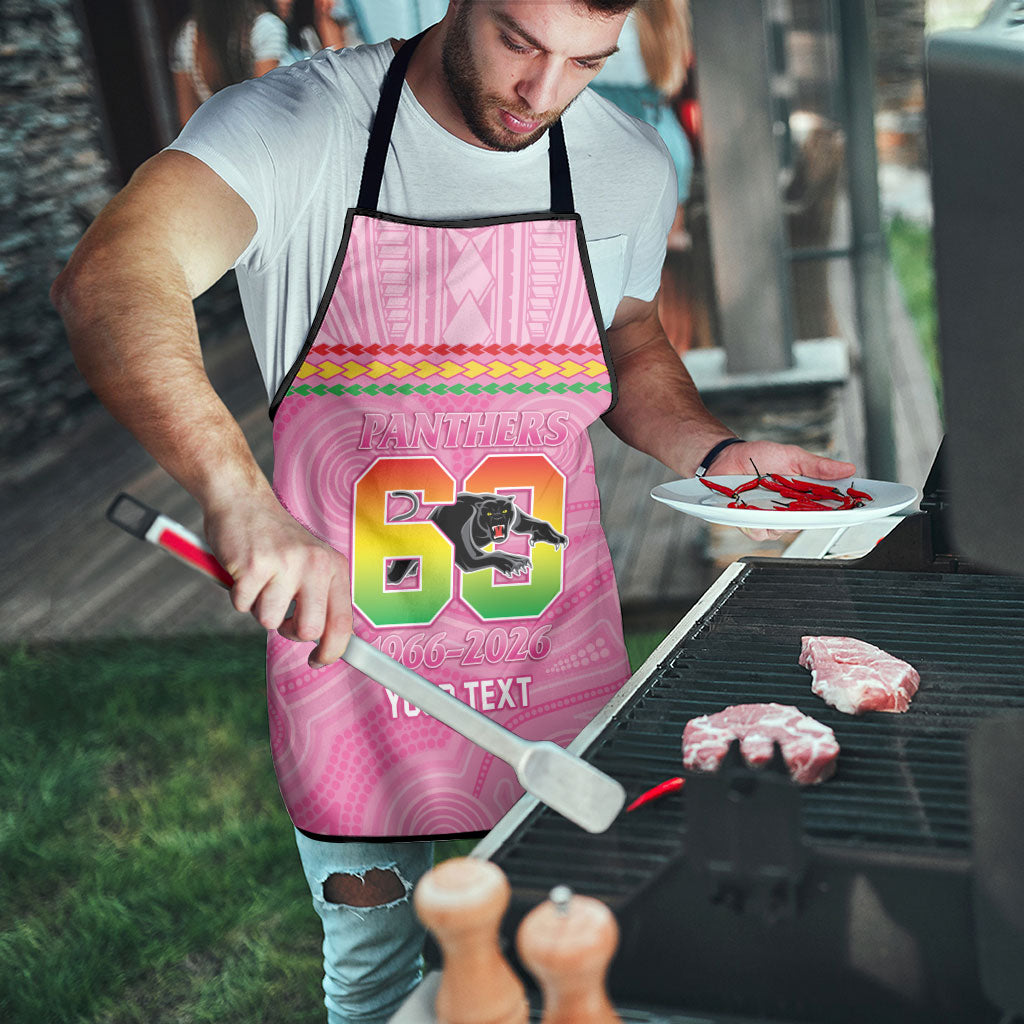 Penrith Panthers Rugby Custom Apron 60 Years Anniversary Pink Polynesian Aboriginal Art