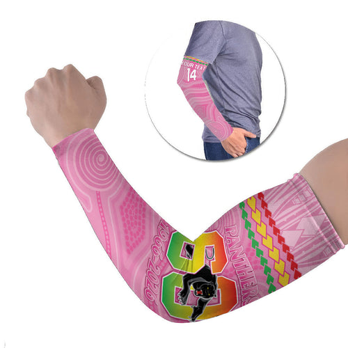 Penrith Panthers Rugby Custom Arm Sleeves 60 Years Anniversary Pink Polynesian Aboriginal Art