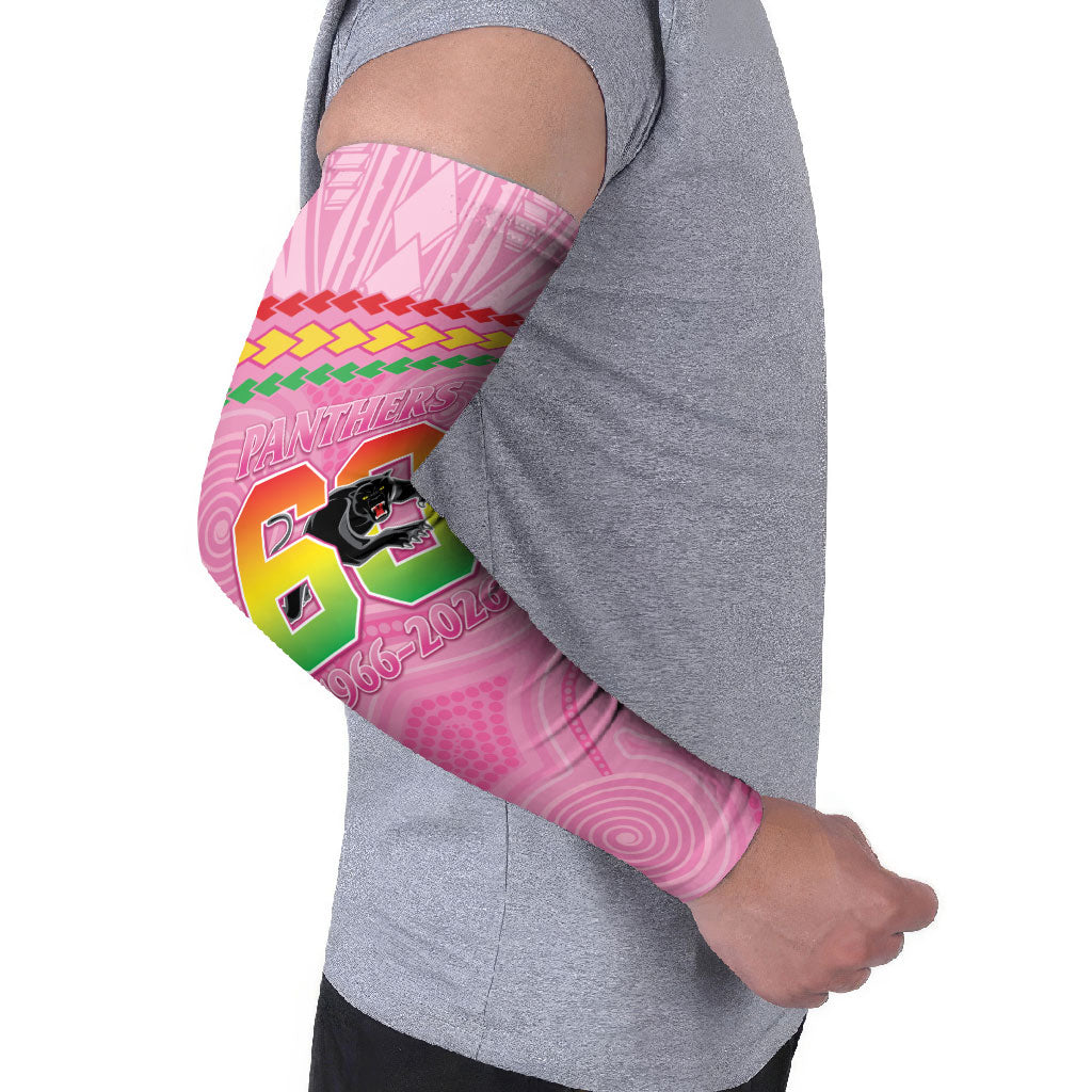 Penrith Panthers Rugby Custom Arm Sleeves 60 Years Anniversary Pink Polynesian Aboriginal Art