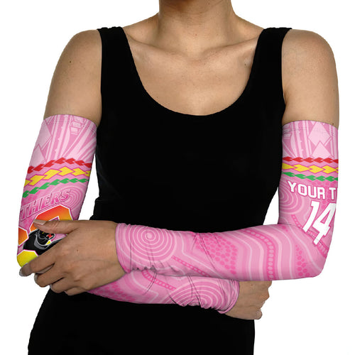 Penrith Panthers Rugby Custom Arm Sleeves 60 Years Anniversary Pink Polynesian Aboriginal Art
