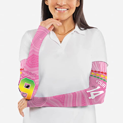Penrith Panthers Rugby Custom Arm Sleeves 60 Years Anniversary Pink Polynesian Aboriginal Art