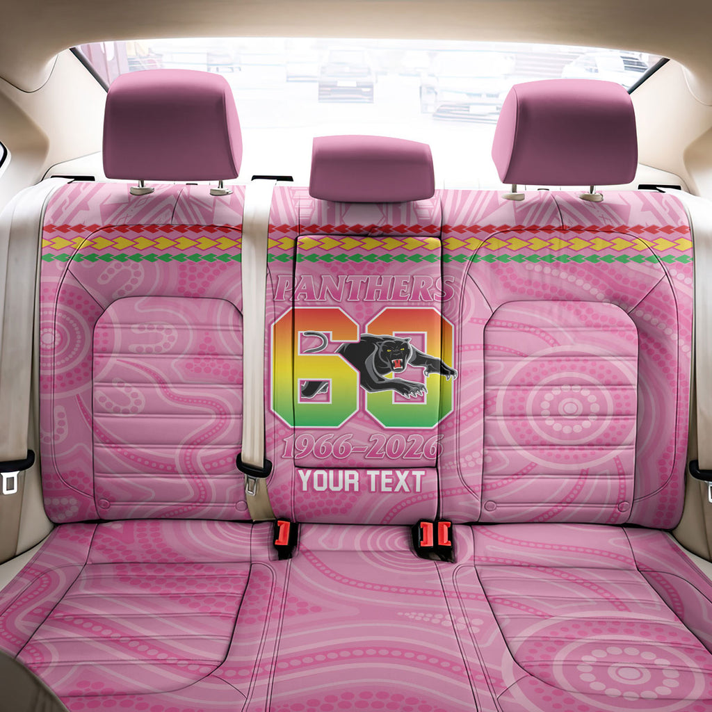 Penrith Panthers Rugby Custom Back Car Seat Cover 60 Years Anniversary Pink Polynesian Aboriginal Art
