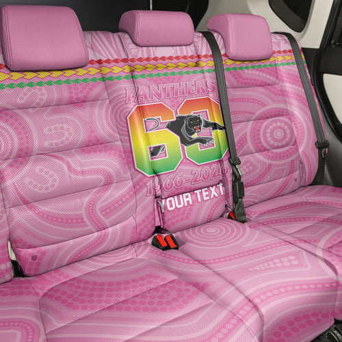 Penrith Panthers Rugby Custom Back Car Seat Cover 60 Years Anniversary Pink Polynesian Aboriginal Art