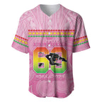 Penrith Panthers Rugby Custom Baseball Jersey 60 Years Anniversary Pink Polynesian Aboriginal Art