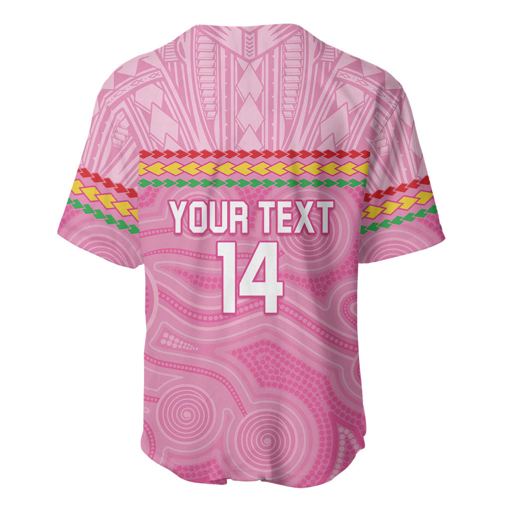 Penrith Panthers Rugby Custom Baseball Jersey 60 Years Anniversary Pink Polynesian Aboriginal Art