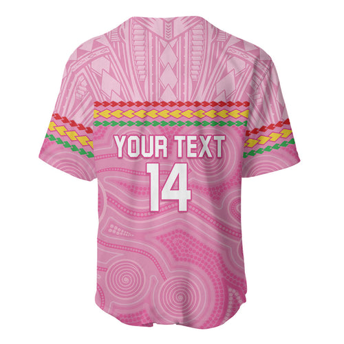 Penrith Panthers Rugby Custom Baseball Jersey 60 Years Anniversary Pink Polynesian Aboriginal Art