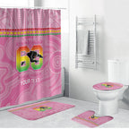 Penrith Panthers Rugby Custom Bathroom Set 60 Years Anniversary Pink Polynesian Aboriginal Art