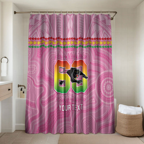 Penrith Panthers Rugby Custom Bathroom Set 60 Years Anniversary Pink Polynesian Aboriginal Art