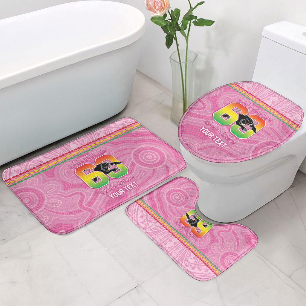 Penrith Panthers Rugby Custom Bathroom Set 60 Years Anniversary Pink Polynesian Aboriginal Art