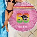 Penrith Panthers Rugby Custom Beach Blanket 60 Years Anniversary Pink Polynesian Aboriginal Art