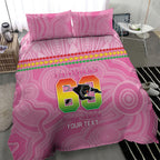 Penrith Panthers Rugby Custom Bedding Set 60 Years Anniversary Pink Polynesian Aboriginal Art
