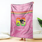 Penrith Panthers Rugby Custom Blanket 60 Years Anniversary Pink Polynesian Aboriginal Art