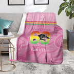 Penrith Panthers Rugby Custom Blanket 60 Years Anniversary Pink Polynesian Aboriginal Art