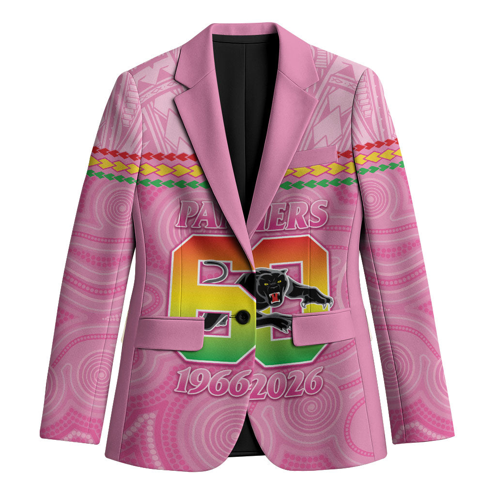 Penrith Panthers Rugby Custom Blazer 60 Years Anniversary Pink Polynesian Aboriginal Art