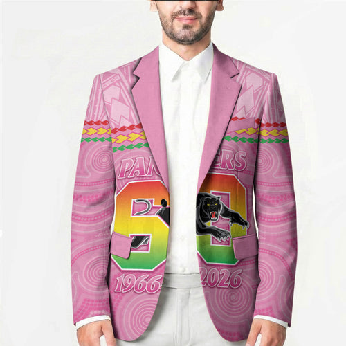 Penrith Panthers Rugby Custom Blazer 60 Years Anniversary Pink Polynesian Aboriginal Art