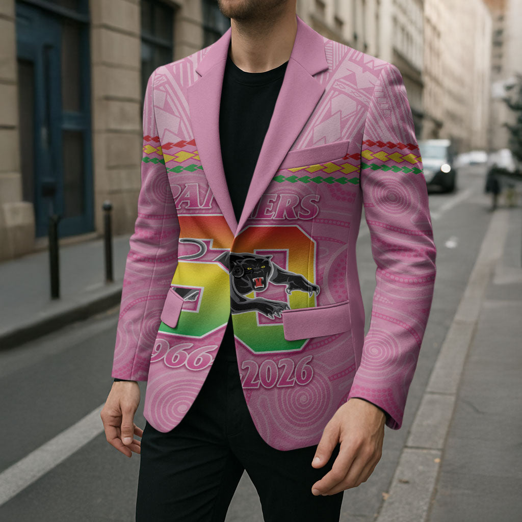Penrith Panthers Rugby Custom Blazer 60 Years Anniversary Pink Polynesian Aboriginal Art