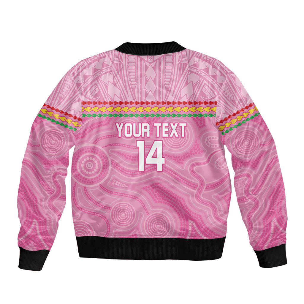 Penrith Panthers Rugby Custom Bomber Jacket 60 Years Anniversary Pink Polynesian Aboriginal Art