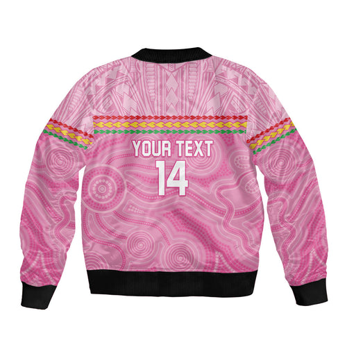 Penrith Panthers Rugby Custom Bomber Jacket 60 Years Anniversary Pink Polynesian Aboriginal Art