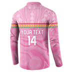 Penrith Panthers Rugby Custom Button Sweatshirt 60 Years Anniversary Pink Polynesian Aboriginal Art