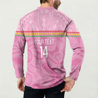 Penrith Panthers Rugby Custom Button Sweatshirt 60 Years Anniversary Pink Polynesian Aboriginal Art