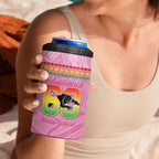 Penrith Panthers Rugby Custom 4 in 1 Can Cooler Tumbler 60 Years Anniversary Pink Polynesian Aboriginal Art