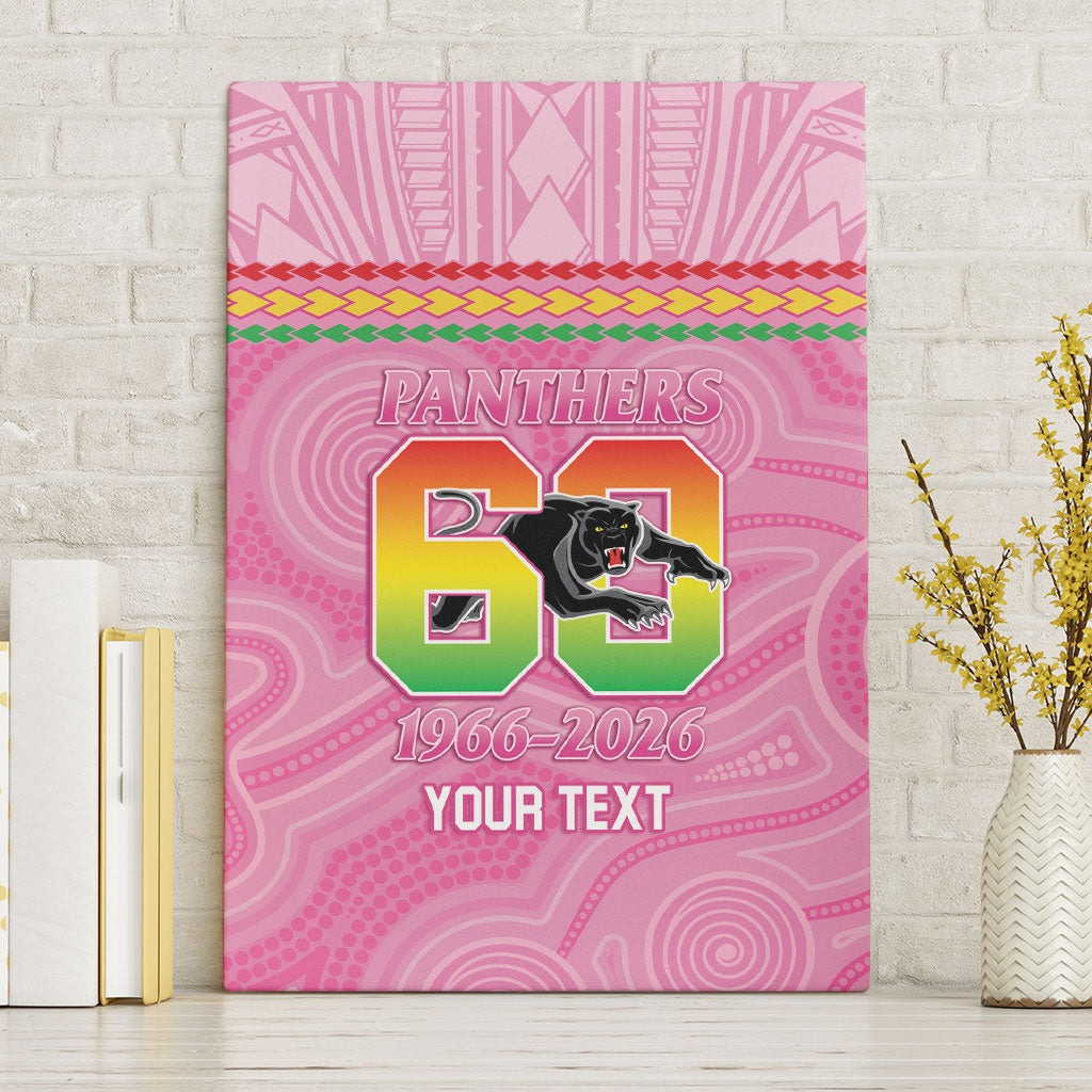 Penrith Panthers Rugby Custom Canvas Wall Art 60 Years Anniversary Pink Polynesian Aboriginal Art
