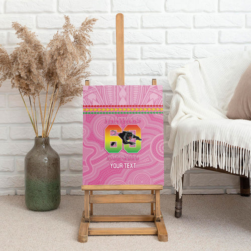 Penrith Panthers Rugby Custom Canvas Wall Art 60 Years Anniversary Pink Polynesian Aboriginal Art