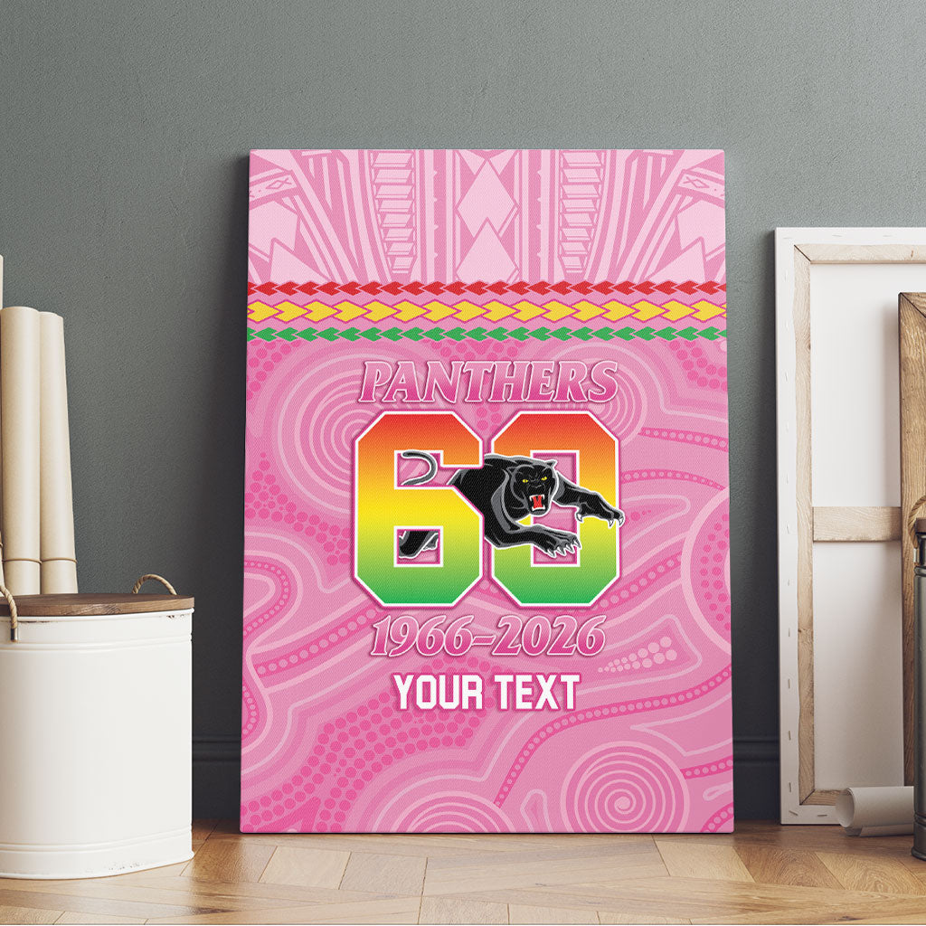 Penrith Panthers Rugby Custom Canvas Wall Art 60 Years Anniversary Pink Polynesian Aboriginal Art