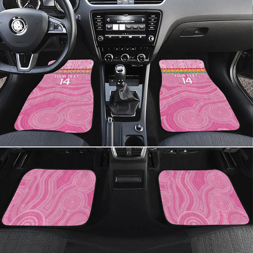 Penrith Panthers Rugby Custom Car Mats 60 Years Anniversary Pink Polynesian Aboriginal Art