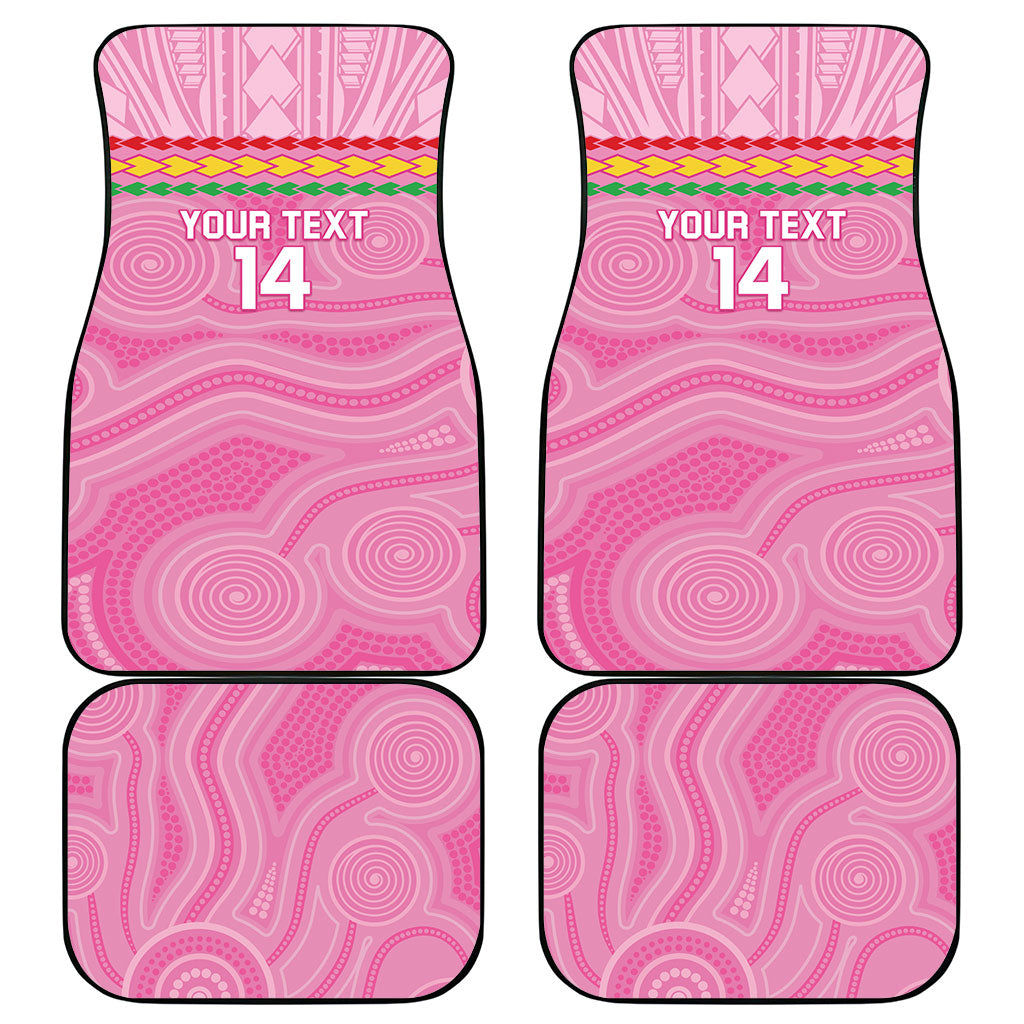 Penrith Panthers Rugby Custom Car Mats 60 Years Anniversary Pink Polynesian Aboriginal Art