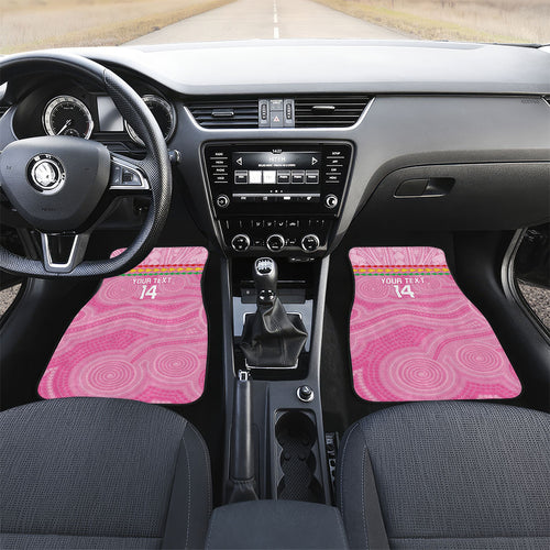 Penrith Panthers Rugby Custom Car Mats 60 Years Anniversary Pink Polynesian Aboriginal Art