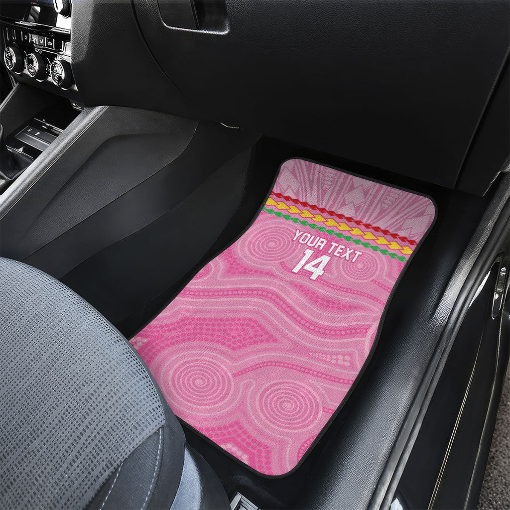 Penrith Panthers Rugby Custom Car Mats 60 Years Anniversary Pink Polynesian Aboriginal Art