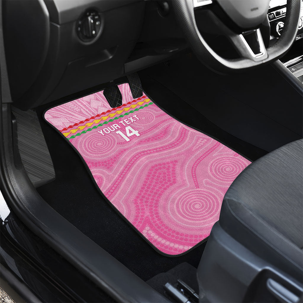 Penrith Panthers Rugby Custom Car Mats 60 Years Anniversary Pink Polynesian Aboriginal Art