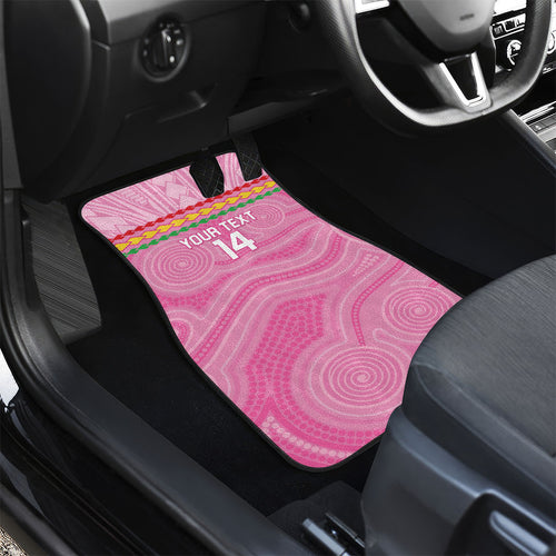 Penrith Panthers Rugby Custom Car Mats 60 Years Anniversary Pink Polynesian Aboriginal Art