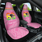 Penrith Panthers Rugby Custom Car Seat Cover 60 Years Anniversary Pink Polynesian Aboriginal Art