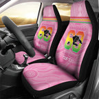 Penrith Panthers Rugby Custom Car Seat Cover 60 Years Anniversary Pink Polynesian Aboriginal Art