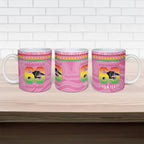 Penrith Panthers Rugby Custom Ceramic Mug 60 Years Anniversary Pink Polynesian Aboriginal Art