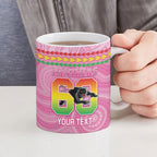 Penrith Panthers Rugby Custom Ceramic Mug 60 Years Anniversary Pink Polynesian Aboriginal Art