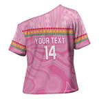 Penrith Panthers Rugby Custom Cross Shoulder Shirt 60 Years Anniversary Pink Polynesian Aboriginal Art