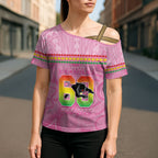 Penrith Panthers Rugby Custom Cross Shoulder Shirt 60 Years Anniversary Pink Polynesian Aboriginal Art