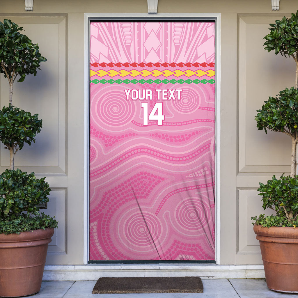Penrith Panthers Rugby Custom Door Cover 60 Years Anniversary Pink Polynesian Aboriginal Art
