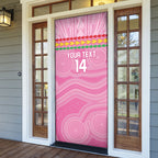 Penrith Panthers Rugby Custom Door Cover 60 Years Anniversary Pink Polynesian Aboriginal Art