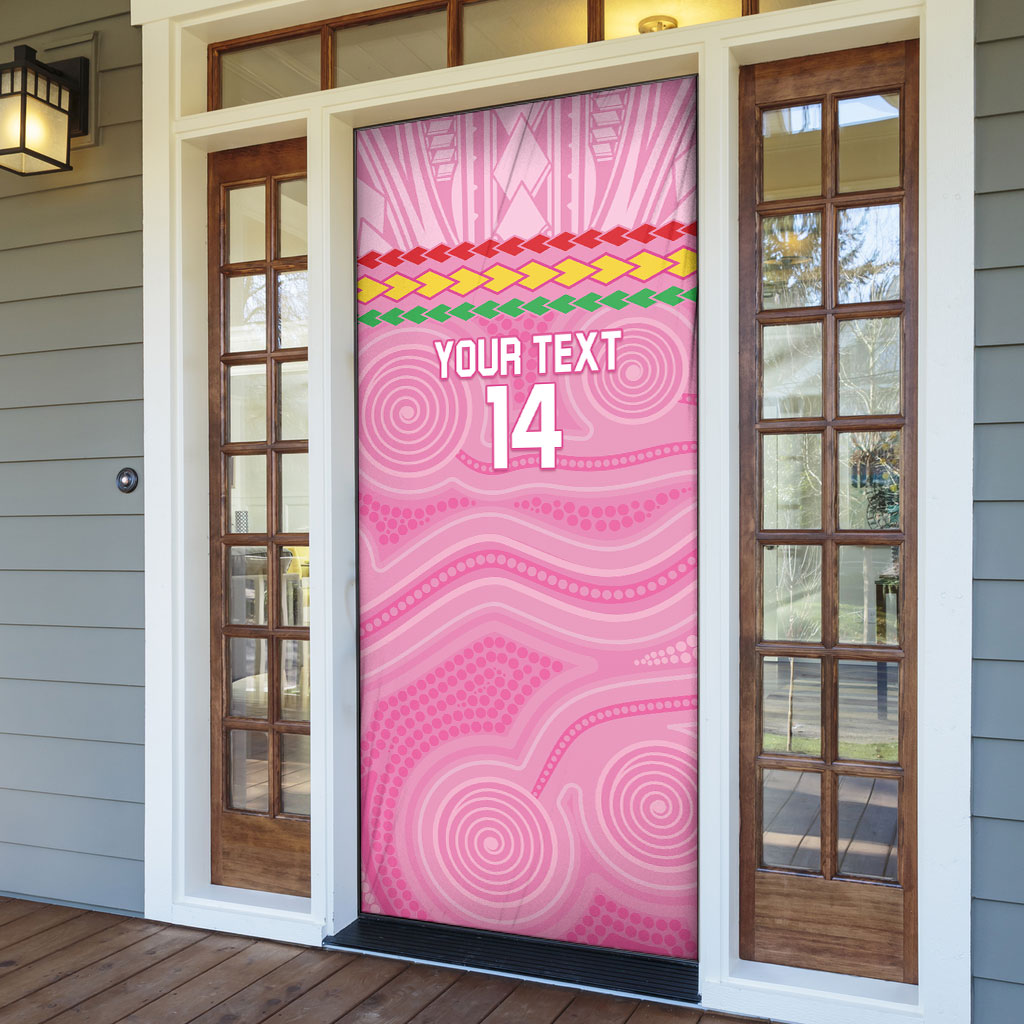 Penrith Panthers Rugby Custom Door Cover 60 Years Anniversary Pink Polynesian Aboriginal Art