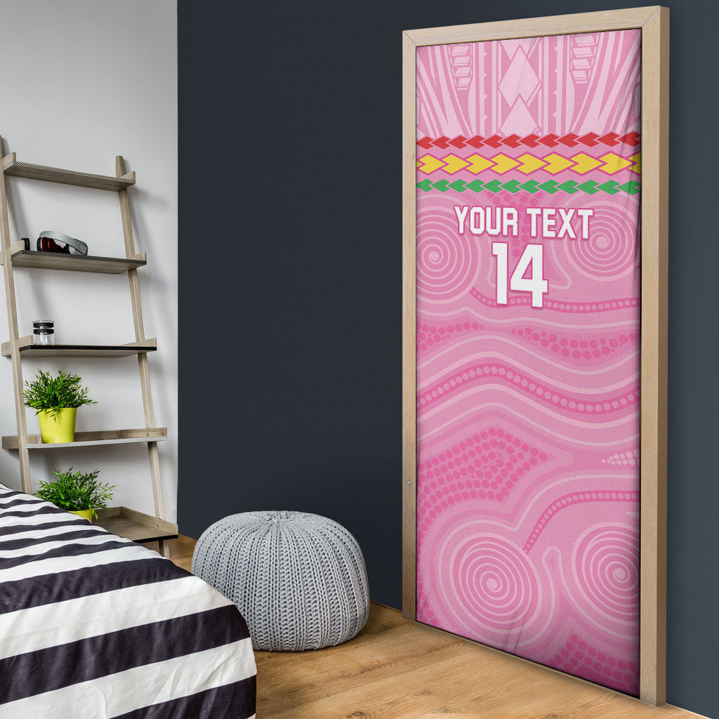 Penrith Panthers Rugby Custom Door Cover 60 Years Anniversary Pink Polynesian Aboriginal Art