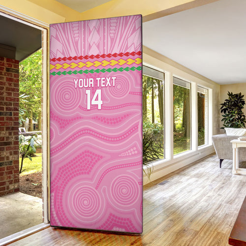 Penrith Panthers Rugby Custom Door Cover 60 Years Anniversary Pink Polynesian Aboriginal Art