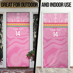 Penrith Panthers Rugby Custom Door Cover 60 Years Anniversary Pink Polynesian Aboriginal Art