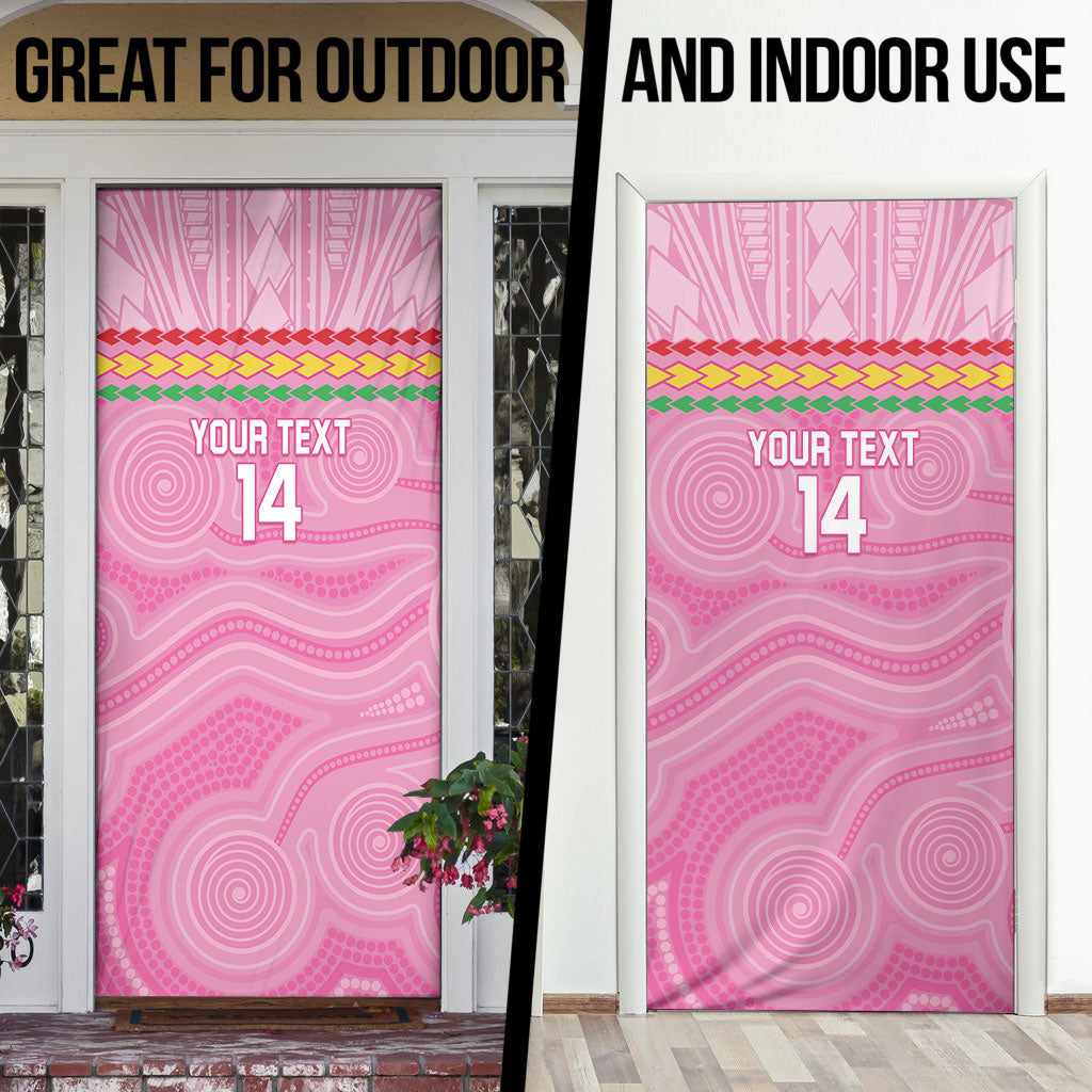 Penrith Panthers Rugby Custom Door Cover 60 Years Anniversary Pink Polynesian Aboriginal Art