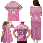 Penrith Panthers Rugby Custom Family Matching Puletasi and Hawaiian Shirt 60 Years Anniversary Pink Polynesian Aboriginal Art