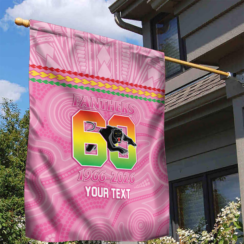 Penrith Panthers Rugby Custom Garden Flag 60 Years Anniversary Pink Polynesian Aboriginal Art